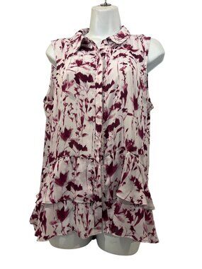 SIMPLY VERA Wang purple floral sleeveless peplum blouse top Women L